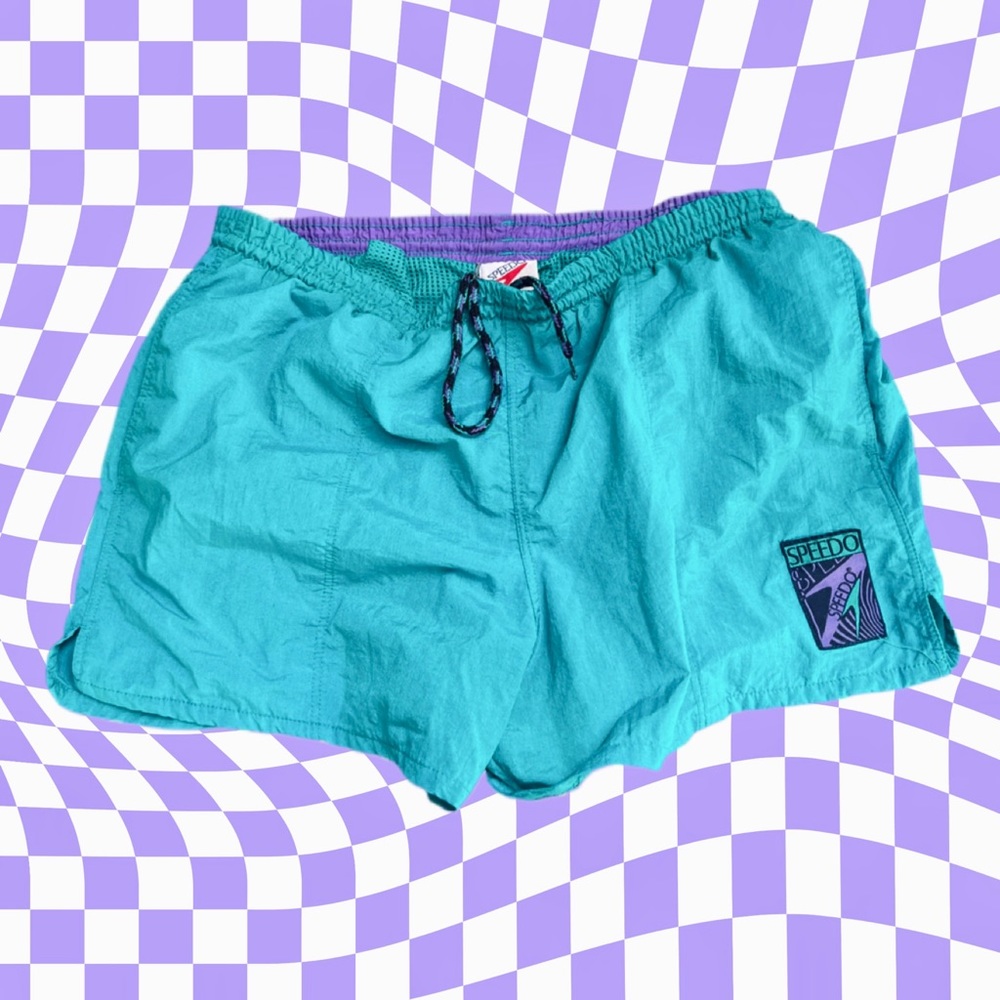 Vintage men’s neon speedo swim trunk/board shorts, M/L